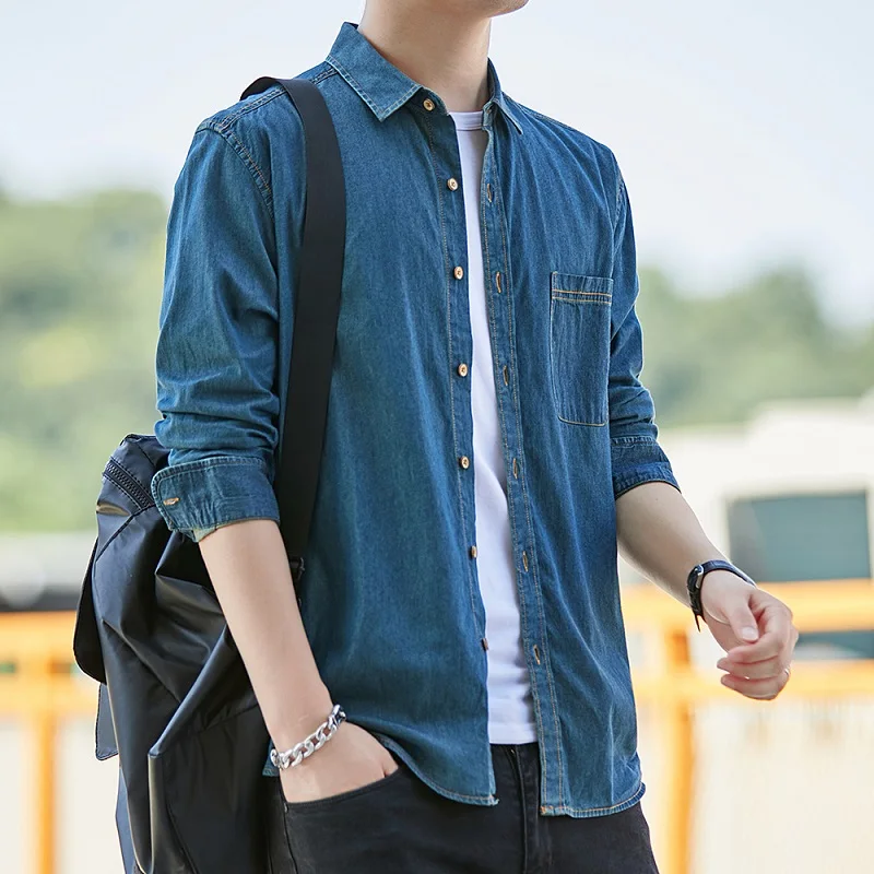 

Spring and summer day is cowboy men's shirt fit casual shirt men's new