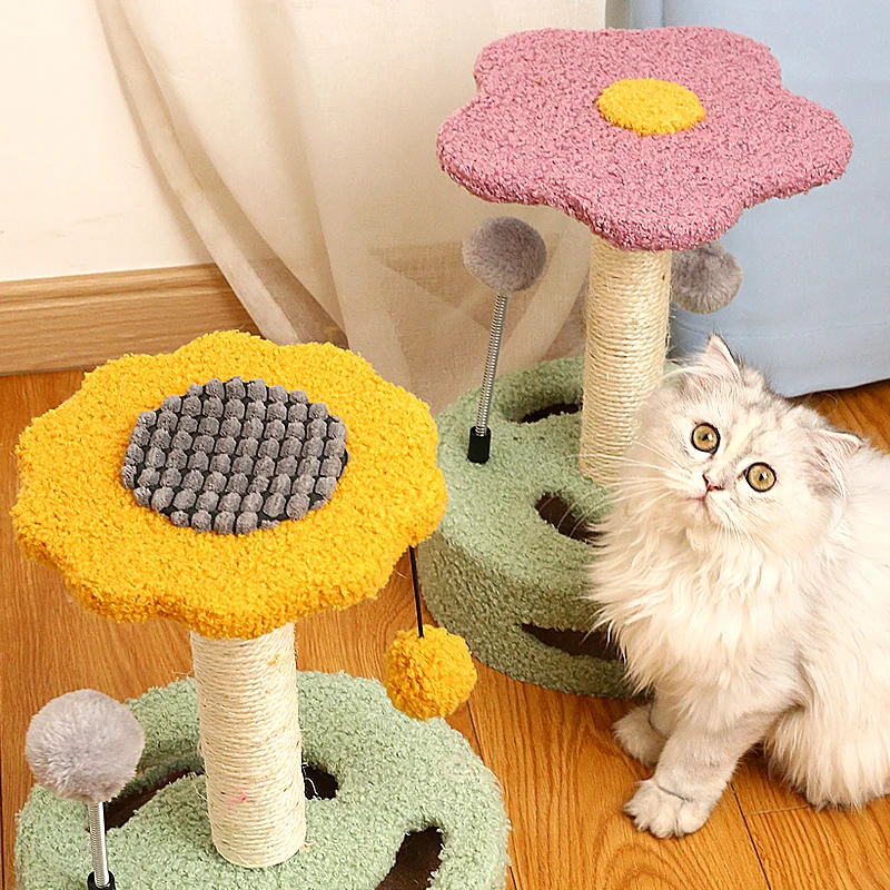 

Когтеточка для домашних питомцев, маленькая кошачья рамка для скалолазания, с поворотным механизмом, плюшевая игрушка, сизалевая точилка д...