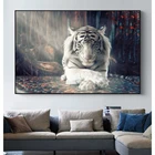 Животное белый тигр художественные плакаты и принты на холсте картина на стену искусство декоративная картина для гостиной домашний декор