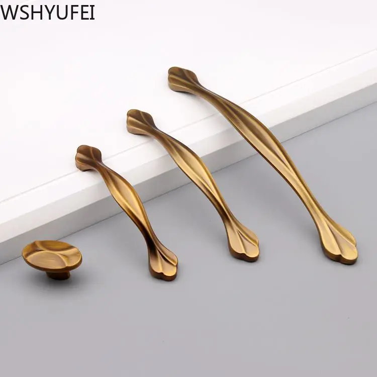 2 шт./лот качественная простая желтая бронзовая ручка для шкафа мебель ящика