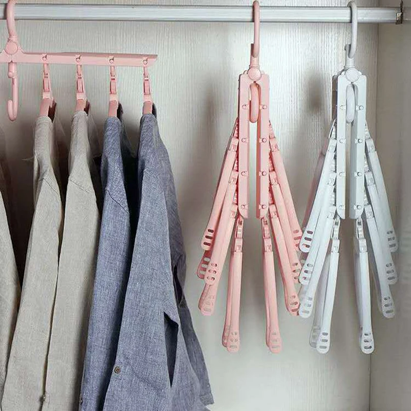 

Multifunctional Coat Hanger Foldable Telescopic Cloth Hanger Rotable Coat Cap Storage Rack Portable Magic Hanger Home Organizer