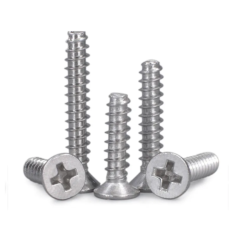 

50pcs M1.4 M1.7 M2 M2.6 M3 Micro Small 304 Stainless Steel Cross Phillips Countersunk Head Flat End Top Self-tapping Wood Screw