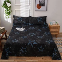bed sheets letter printed flat sheet with pillowcase blue color bedding sheet 3 pcs king size bed sheet set for queen