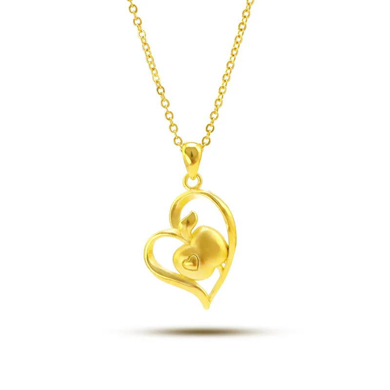 

24K GOLD PENDANT NECKLACES FOR WOMEN WEDDING ENGAGEMENT JEWELRY HEART APPLE SHAPE YELLOW GOLD CHAIN NECKLACE CHOKER