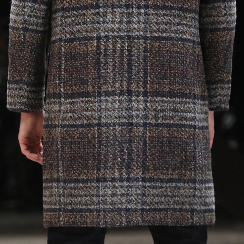 Мужская длинная Шуба с капюшоном SANI коричневая теплая шуба из натурального меха