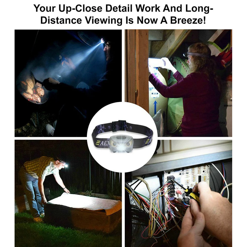 

LED Rechargeable Headlamp Outdoor Portable Induction Light Camping Hiking Fishing Lighting Headlight Waterproof Super Bright