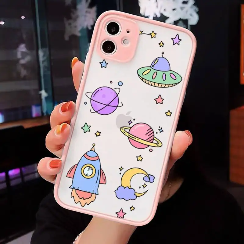 

astronaut starry universe Creative Phone Case matte transparent For iphone 7 8 11 12 plus mini x xs xr pro max cover