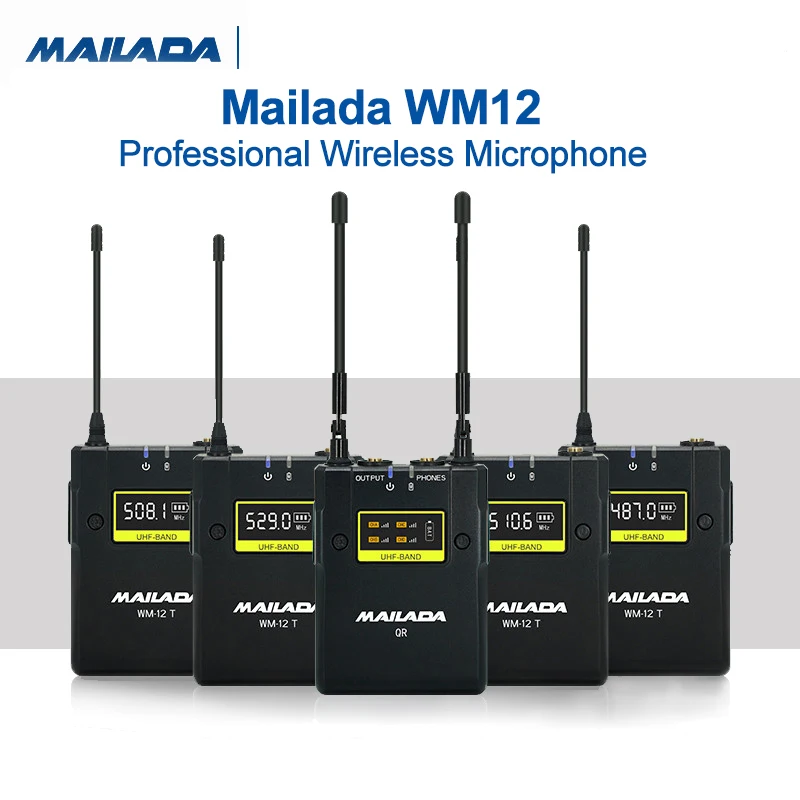 Профессиональный беспроводной микрофон Mailada WM12 Pro, микрофон с передачей UHF, мониторинг в реальном времени для прямых трансляций, ТВ-интервью