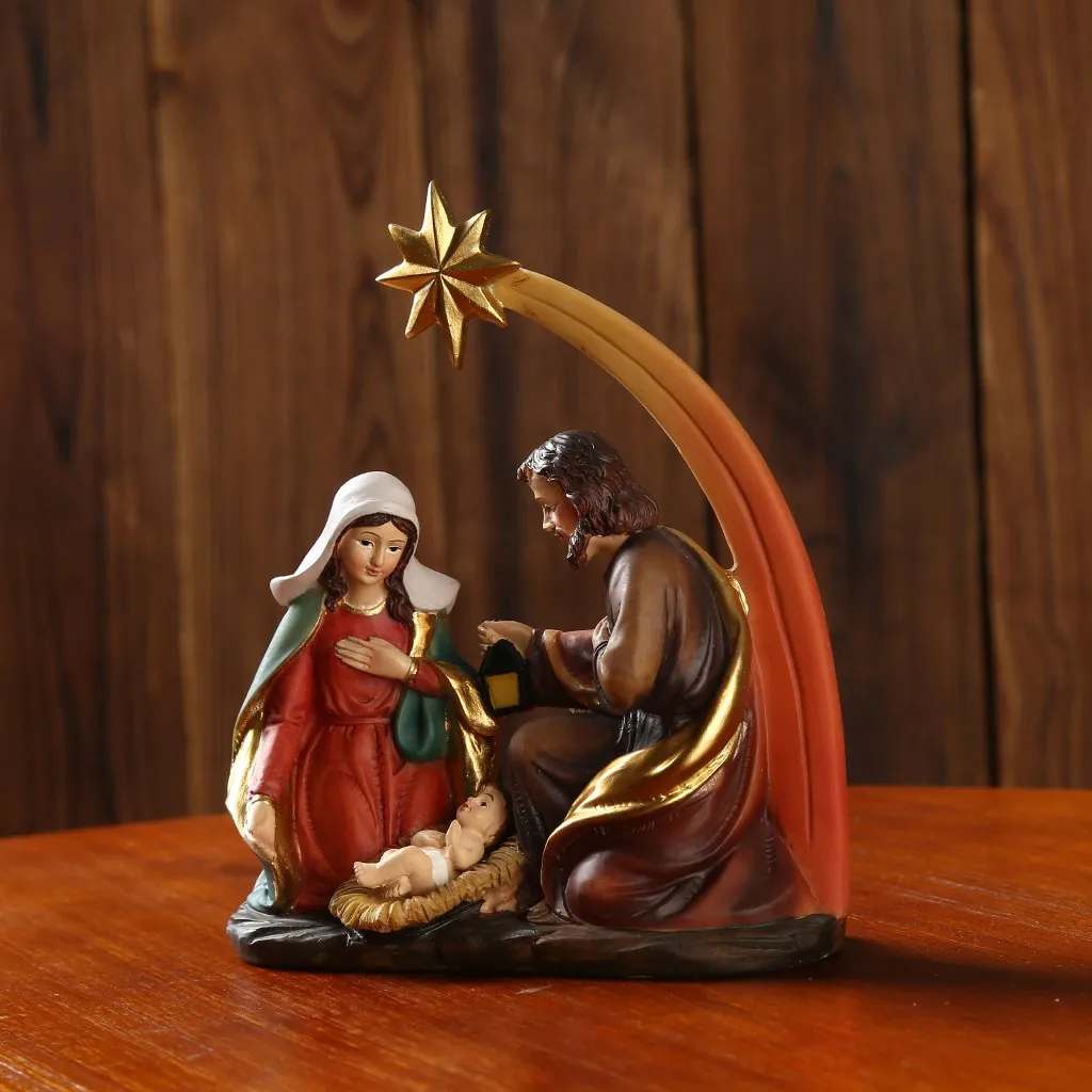 

Statue Nativity Scene Set Christmas Crib Figurines Baby Jesus Manger Miniatures Ornament Church Catholic Gift Home Decor #T1G