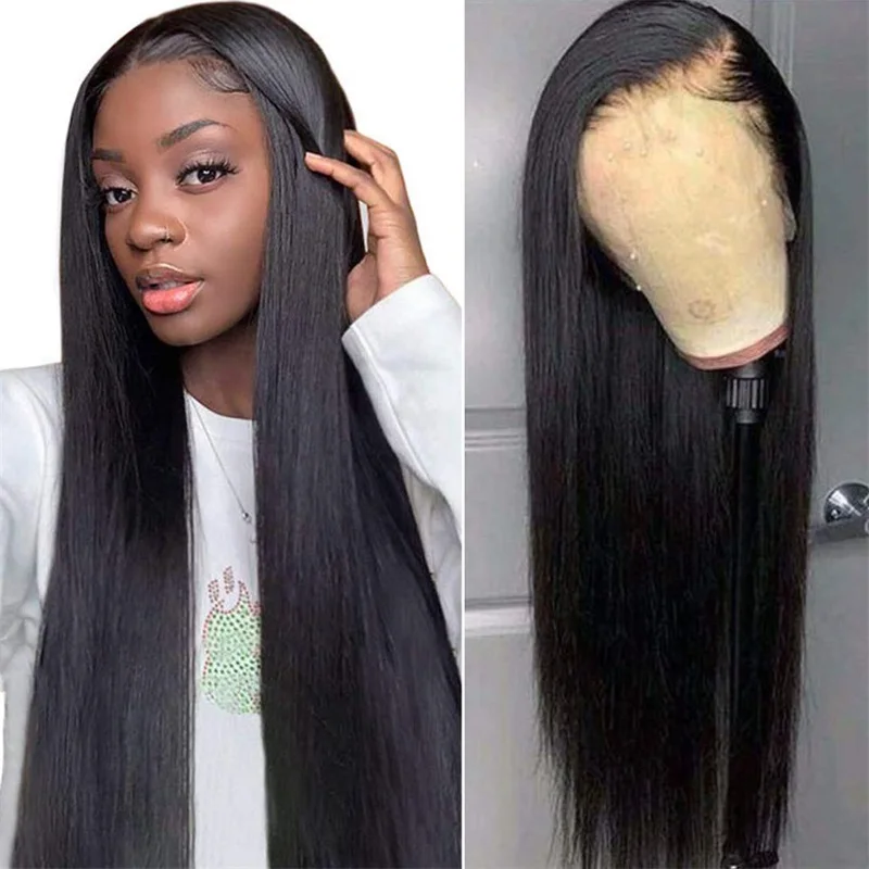 

Long Straight Black Lace Wigs for Women Synthetic Fiber Hair Wig Middle Part Hairline Natural Looking Daily Party Wear Full Wig