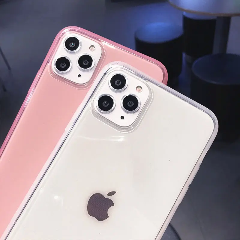 Прозрачный цветной противоударный чехол рамка для телефона iPhone 12 11 Pro Max X XR XS 8 7 6S