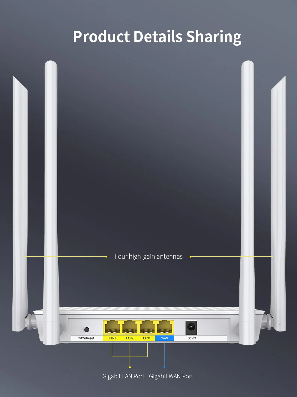 Двухдиапазонный Wi-Fi роутер COMFAST CF-N3 V3 1200 Мбит/с двухдиапазонный 2 4/5 ГГц Гигабитный