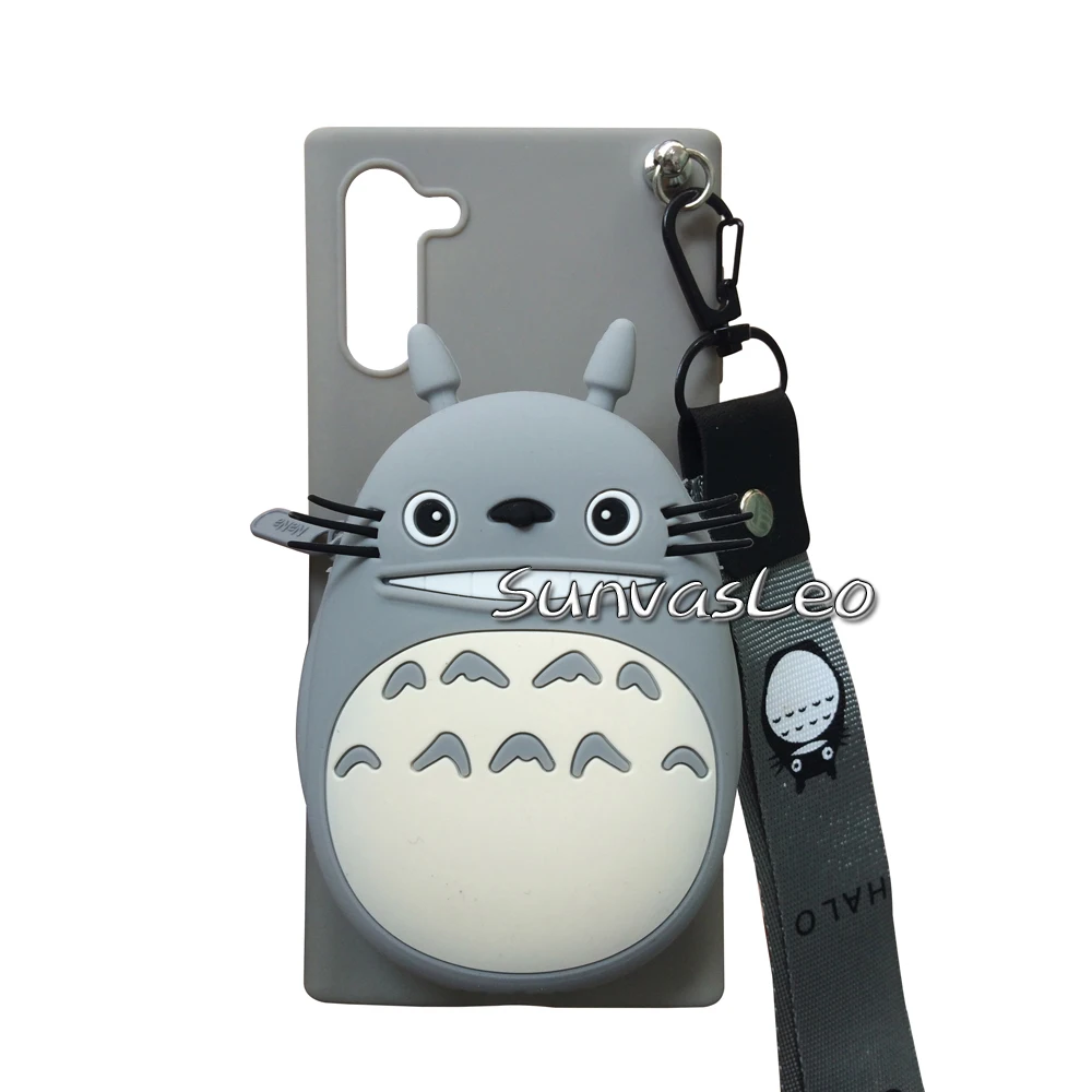 Gray Rabbit 3D кошелек для samsung Galaxy Note 10/Note 10 Plus, мягкий силиконовый чехол с изображением животных из мультфильма, чехол-кошелек, чехол для телефона с цепочкой и кабелем - Цвет: Gray Rabbit
