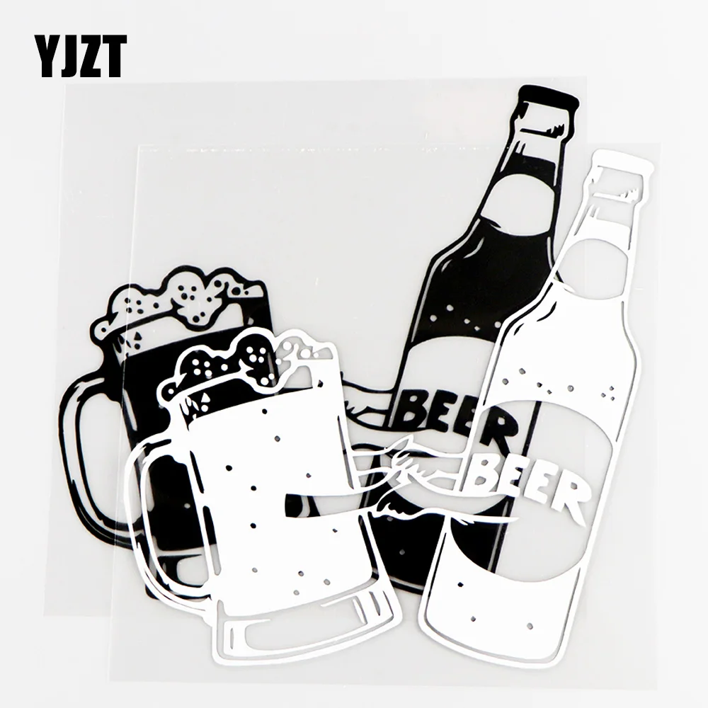 

YJZT 15.8×15.6CM Vinyl Decal Fun Beer Personality Body Decor Car Sticker Black/Silver 20B-0030