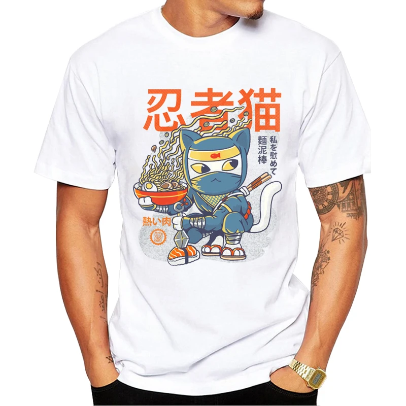 TEEHUB новейшая Мужская футболка с суши кошками топы коротким рукавом ретро