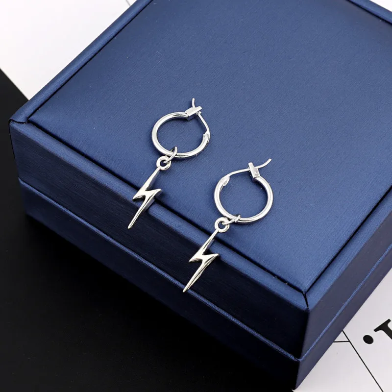 

JUJIE Hoop Earrings Lightning pendant Circle Earring Fashion Jewelry for Women Girls punk Ear Clip Earrings
