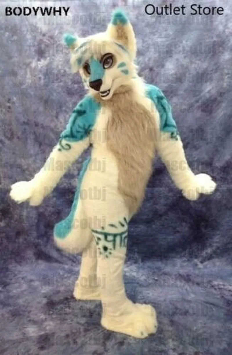 Бежевый хаски собака волк костюм лисы-маскота Fursuit Косплей вечернее платье