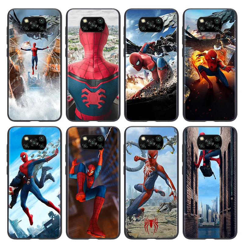 

Phone Case For Xiaomi Poco X3 NFC GT M3 M2 X2 F3 F2 Pro C3 F1 Mi Play Mix 3 A2 A1 6X 5X Marvel Spiderman returns Black Cover