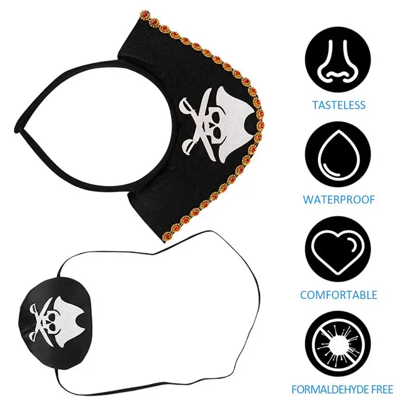 Детский Пиратский головной убор патчи для глаз Augenklappe Алмазный Скелет пиратская
