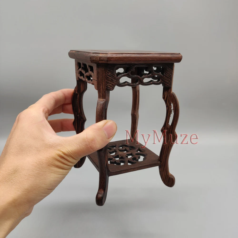 Малый квадратный полукаскадный бонсай дисплей Mame деревянная подставка 9.5x9.5x14.5cm |