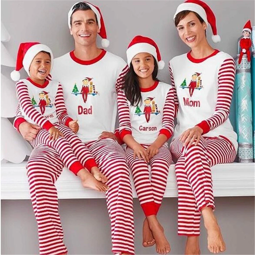 

Семейные одинаковые наряды, одежда, Рождественский пижамный комплект, одежда для сна для взрослых и детей, одежда для сна с мультяшным принт...