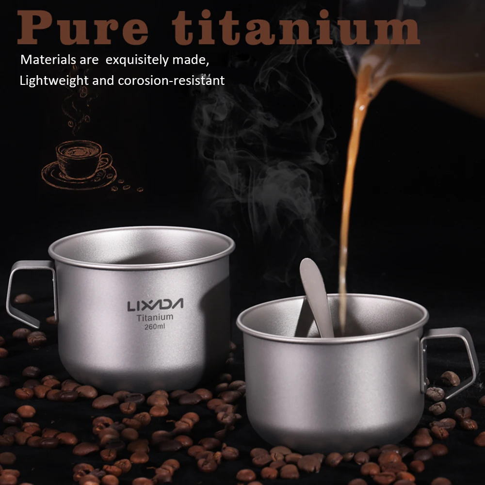 

Lixada Camping 230ml/260ml Titanium Cup Coffee Mug Lightweight Water Tea Cup For Home Office Hiking Picnic