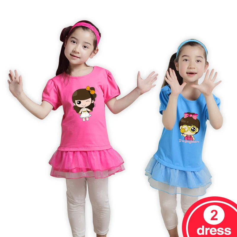 Футболки Платья для девочек детская одежда 5 лет хлопок короткий рукав дети панда
