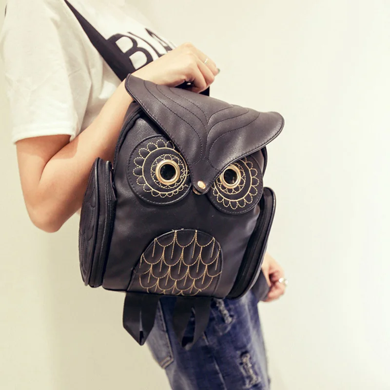 LADSOUL Fashion Personality Embossed Owl Backpack New Lady Cartoon Animal College Style Stitching | Багаж и сумки