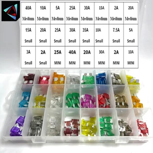 Предохранители для автомобилей, комплект предохранителей 2 А, 3 А, 5 А, 7 А, 10 А, 15 А, 20 А, 25 А, 30 А, 35 А, 40 А с коробчатым зажимом, 272 шт.