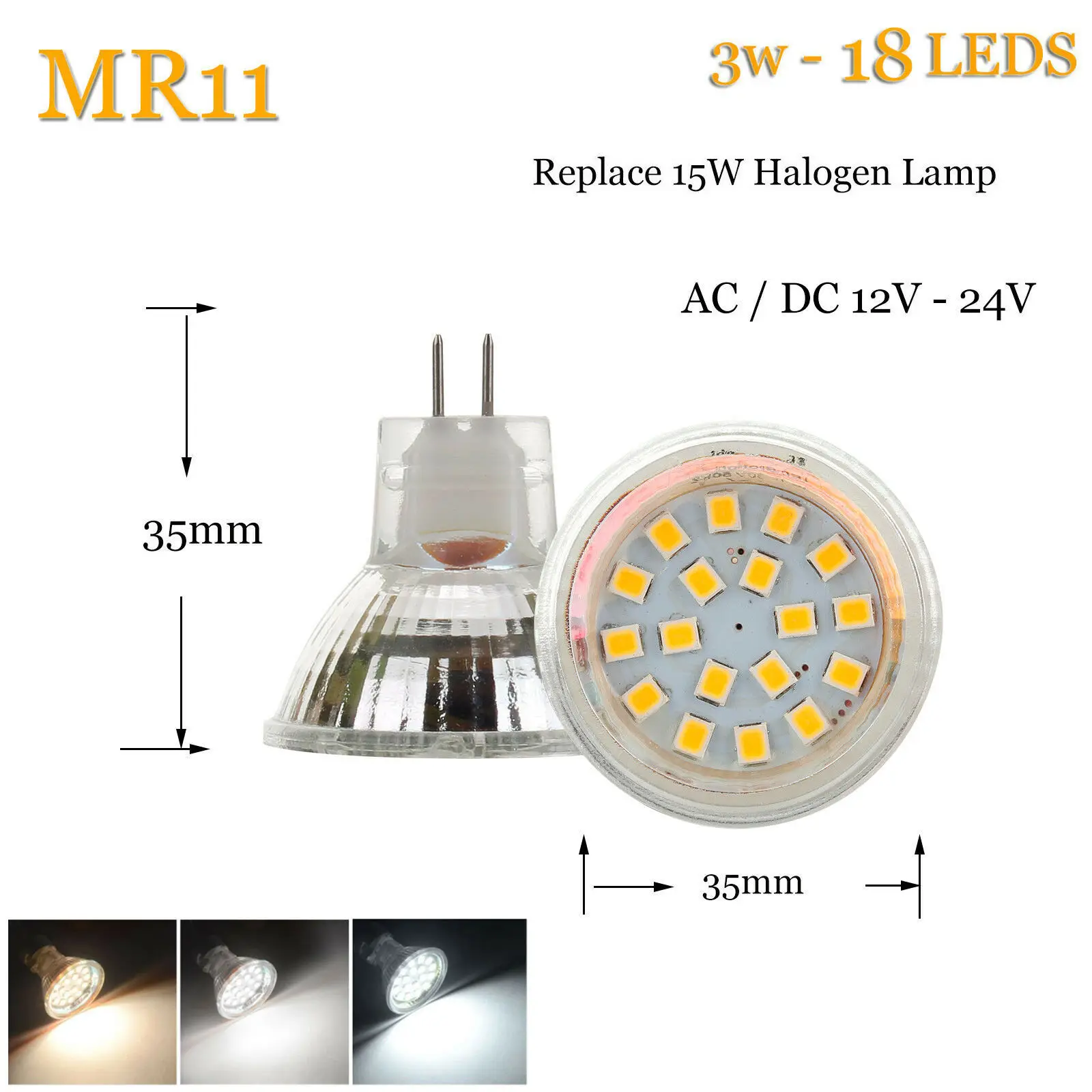 3W 10x35 мм светодиодный лампы MR11 GU4 2 Вт 3W 120LM 150LM светодиодный лампы 2835 SMD теплый холодный нейтральный белый 12 V-24 V лампы заменить галогенные лампы освещения - Испускаемый цвет: 3W