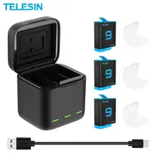 TELESIN For GoPro Hero 9 Battery Charger Smart Fast Charging for GoPro 10 1750mAh Li-ion Battery with TF Card Storage Chargers