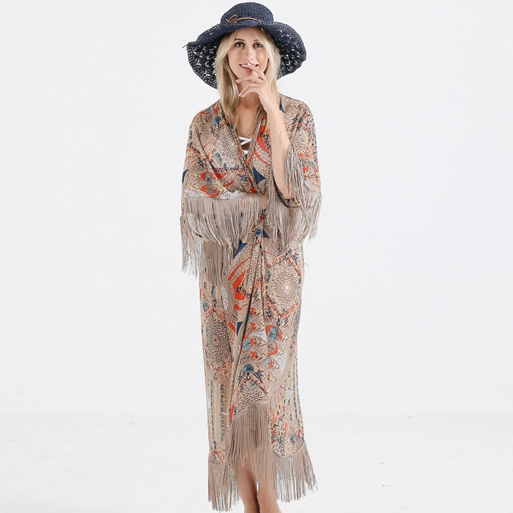 Японские кимоно Yukata кардиган с кисточками модная блуза для женщин 2021 длинный