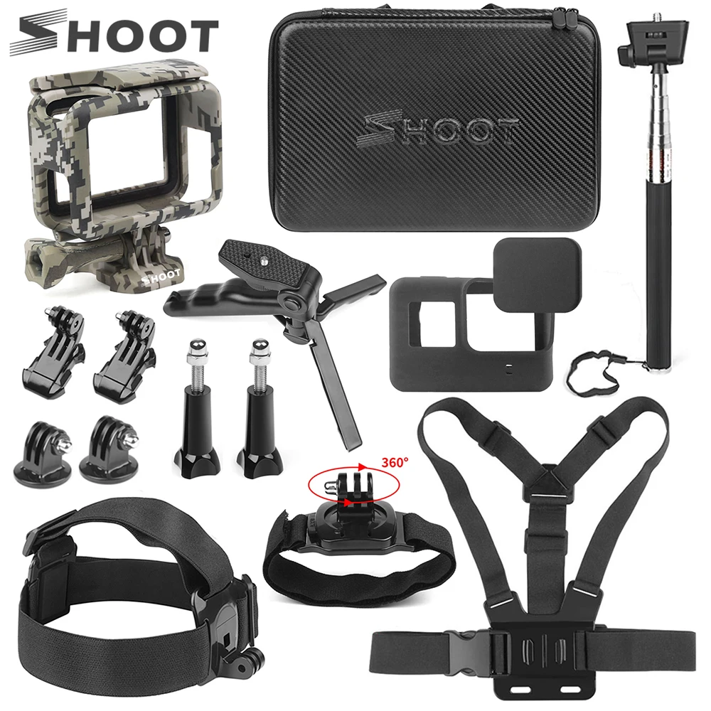 Аксессуары для Go Pro, камуфляжный защитный чехол-рамка для GoPro Hero 7 6 5, черный нагрудный ремень для камеры, комплект для GoPro