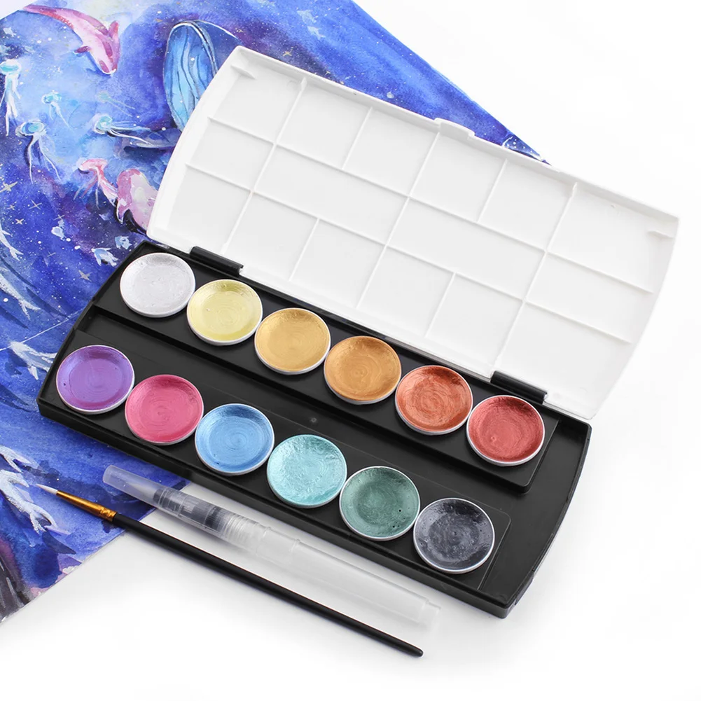 

Metallic Watercolor Set 12 Colors Pearlescent Solid Watercolor Pigment Set AS99