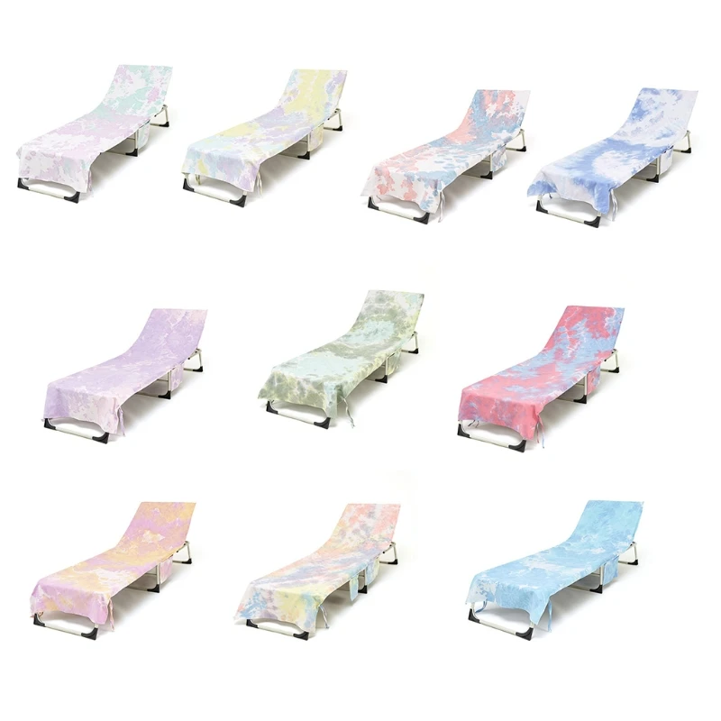 Яркий Цветной шезлонг чехол для кресла отдыха с боковыми карманами завязки