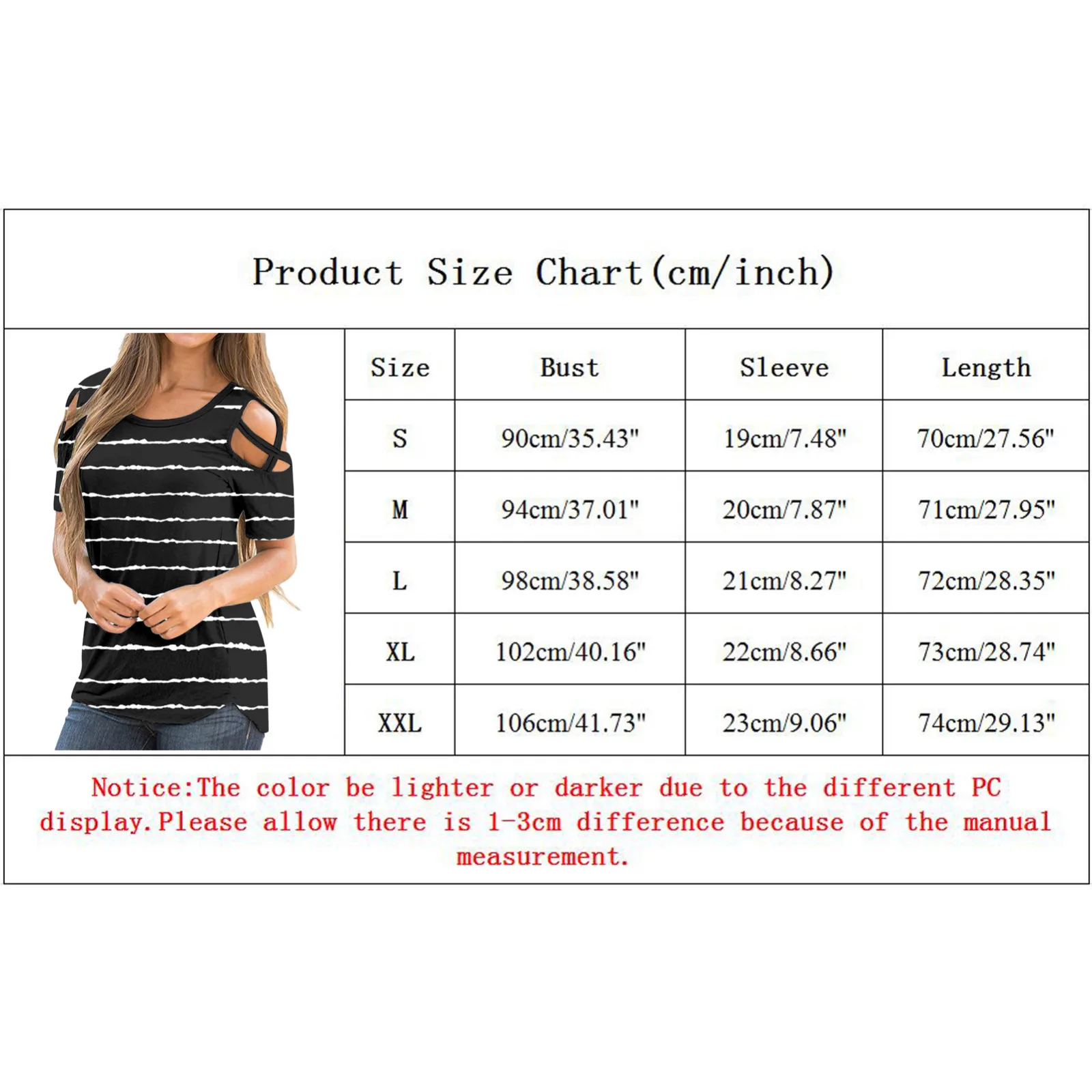 

Stripe Print Summer Women Summer Shirts Short Sleeve Strappy Cold Shoulder T-shirt Top Female Plus Size Camisetas Mujer R5