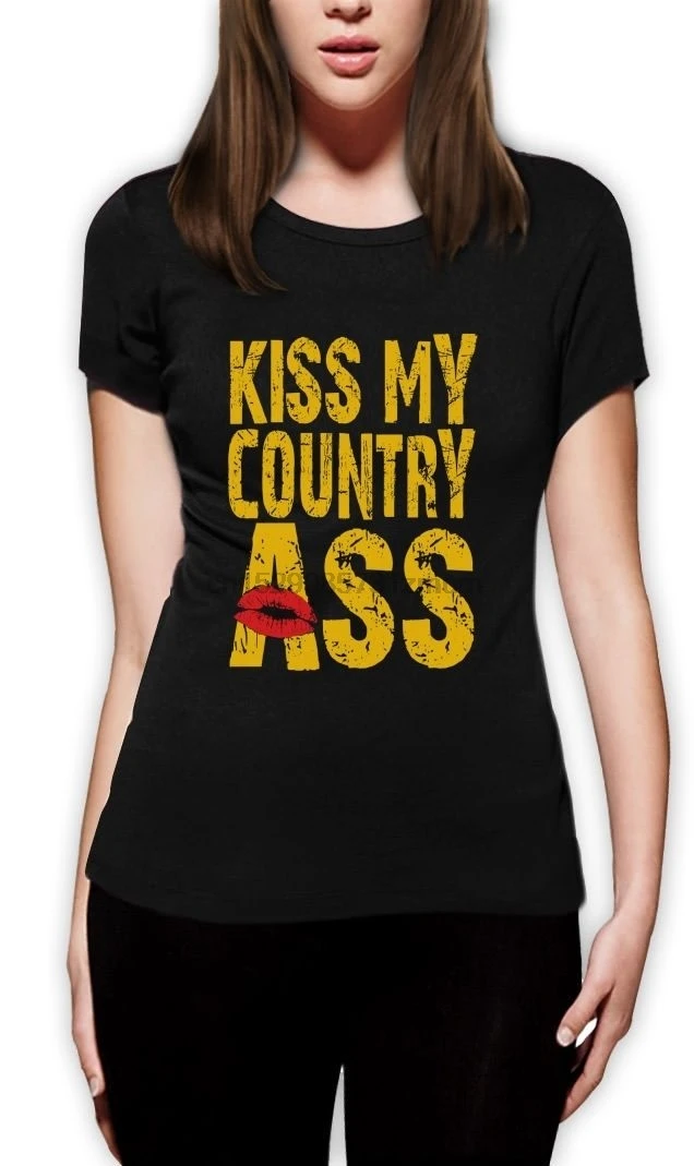 Женская футболка Kiss My кантри ASS юморная с круглым вырезом Южная для девочек Лидер