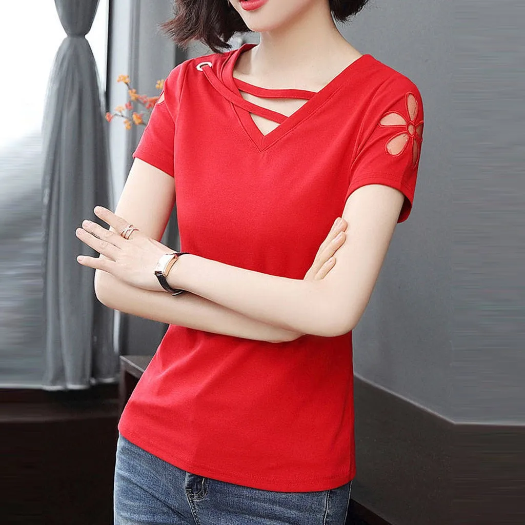 Модные женские футболки сексуальные открытые с коротким рукавом Harajuku Camisas Mujer