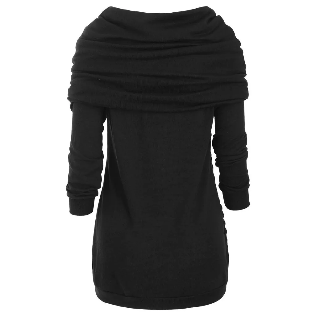 Женские Необычные блузки размера плюс 5xl, вязаные топы с воротником-шарфом и рюшами, туника с капюшоном и длинным рукавом на пуговицах, blusas mujer de moda