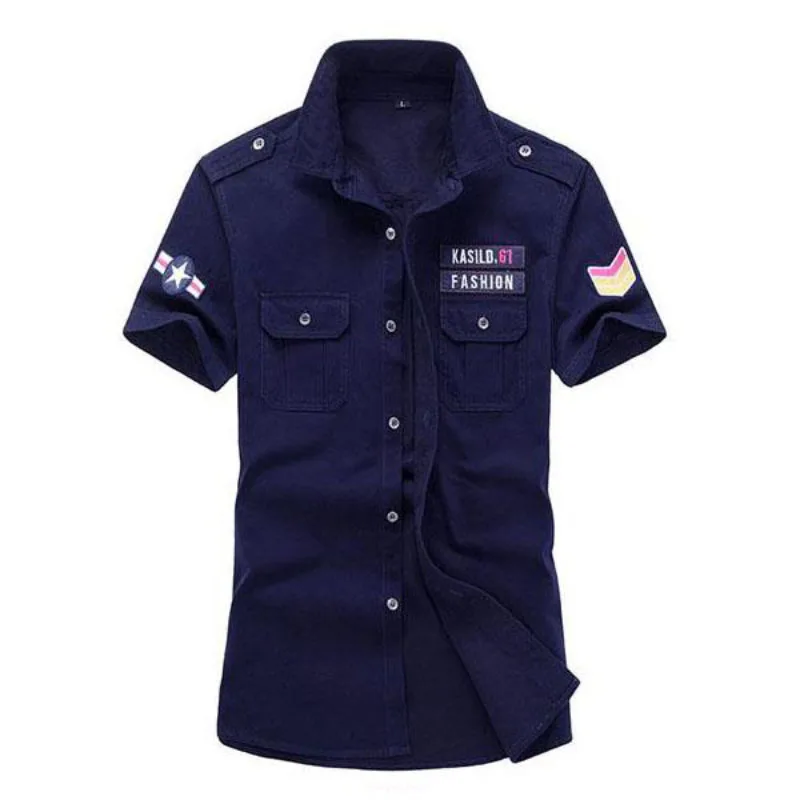 Air Force Embroidered Short-sleeve Men's T-shirt  Mens Fashion Clothing  Army Fan Military Mens Shirts Short Sleeve