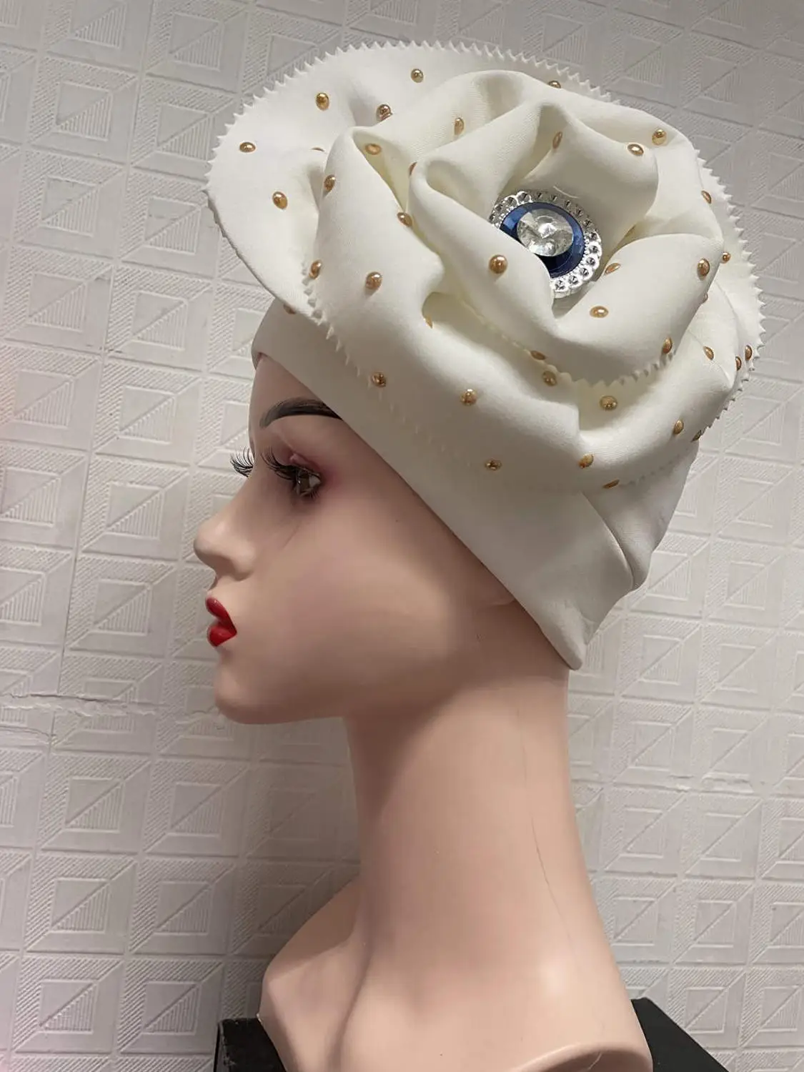 Элегантный большой тюрбан с цветком женская шапка кепка камнями индийская Кепка