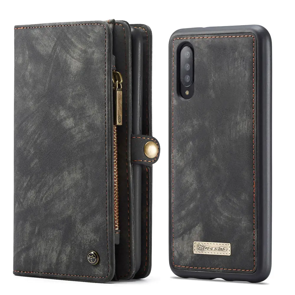 Черный Coque для samsung A20 A20E A30 A40 A50 A70 A80 A90 съемный кошелек чехол 2 в 1 съемный кожаный чехол с откидной крышкой на магните чехол - Цвет: Черный