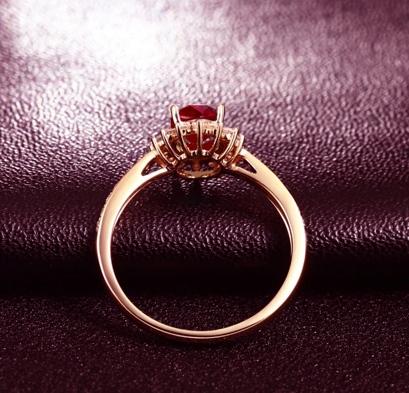 

10K Gold ring Lab Created 2ct Ruby and Moissanite Diamond Ring With national certificate Ru-013
