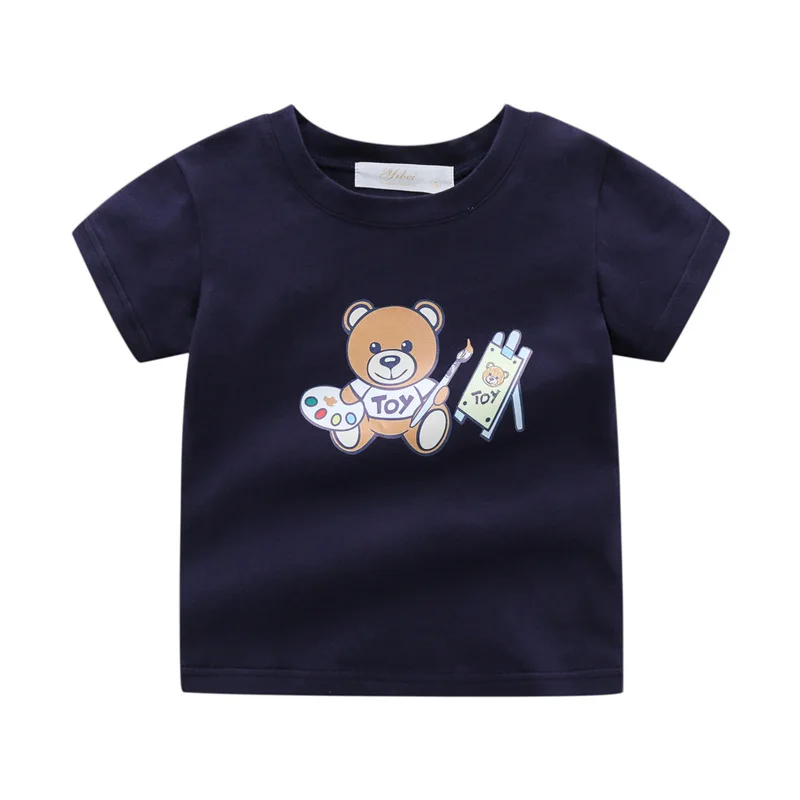 

Летняя детская одежда, хлопковая Футболка с круглым вырезом и короткими рукавами для мальчиков и девочек