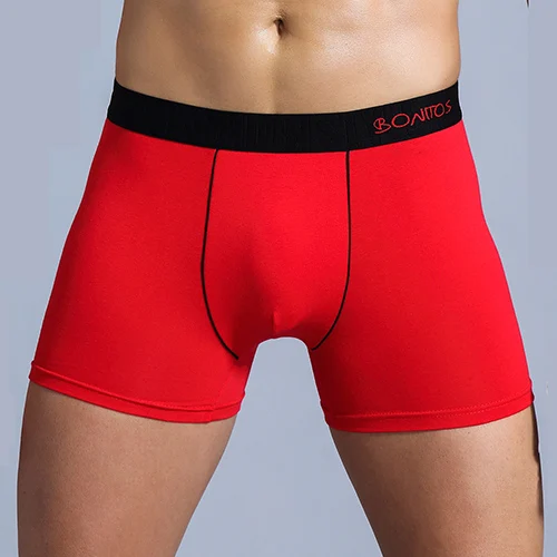 B2 Red Трусы мужские боксеры хлопок Calvin мужское нижнее белье подарок мужчине трусы-боксеры для мужчин Man Underwear бамбук семейники боксерки Cotton свободные Long Boxers насадки на член насадка набор парные члены секса - Цвет: B2 Red