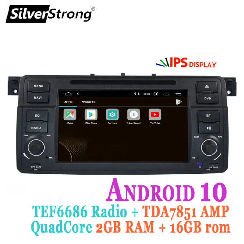 Автомагнитола SilverStrong мультимедийный DVD плеер на Android 10 0 с GPS для BMW E46 M3 3 серии MG Rover