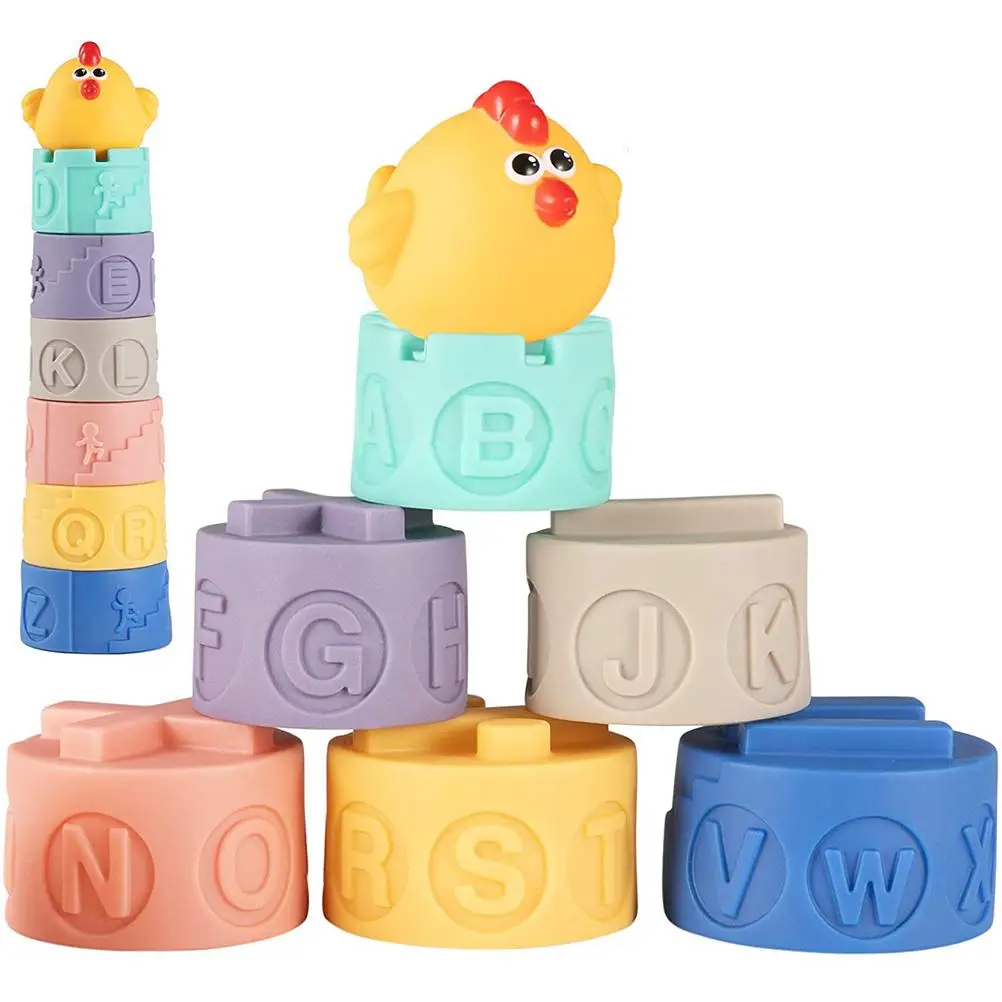 

Baby Stacking Toy Grasp Toy Soft Building Blocks 3D Sensory Toys Baby Teething Chewing Toys for Baby Infant Kids