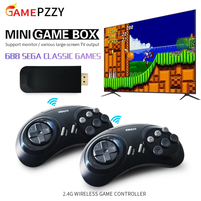 16-битная Беспроводная Ретро игровая консоль MD для Sega Genesis Game Stick HDMI-совместима с