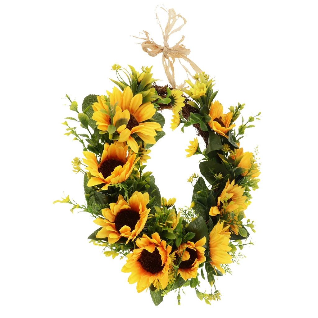 

Christmas Artificial Sunflower Wreath Spring & Summer Wreath Front Door Ornament 32cm