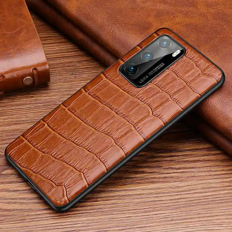 genuine leather case for huawei p40 pro plus case alligator grain phone soft back case for huawei p40 pro plus p40pro cover free global shipping
